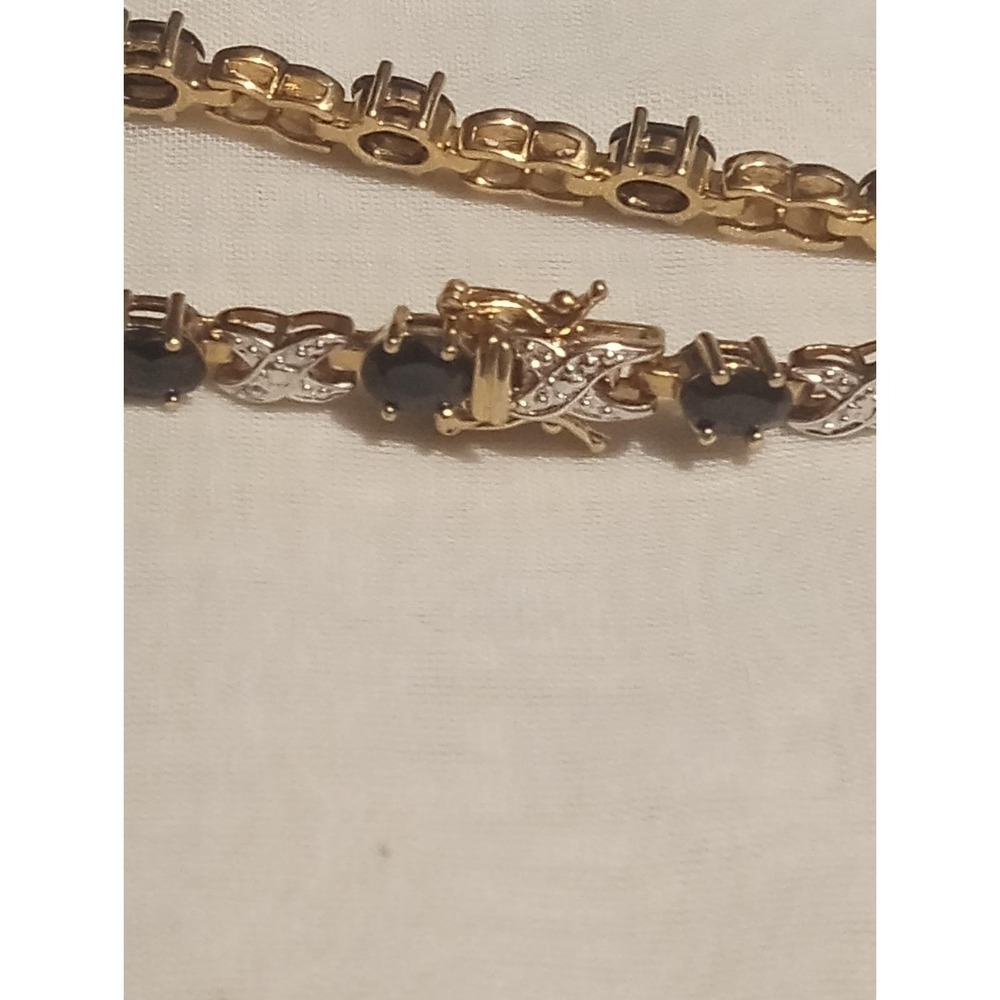 Vintage Gold Tone tennis black gemstone